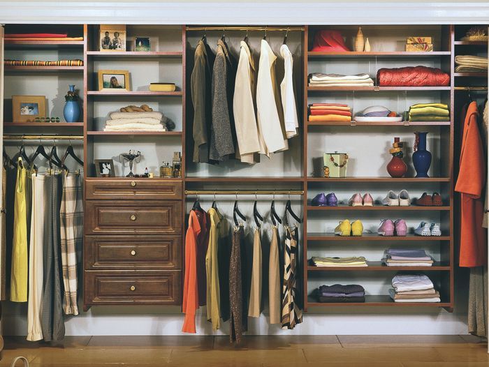 a completed closet system where all items are organized