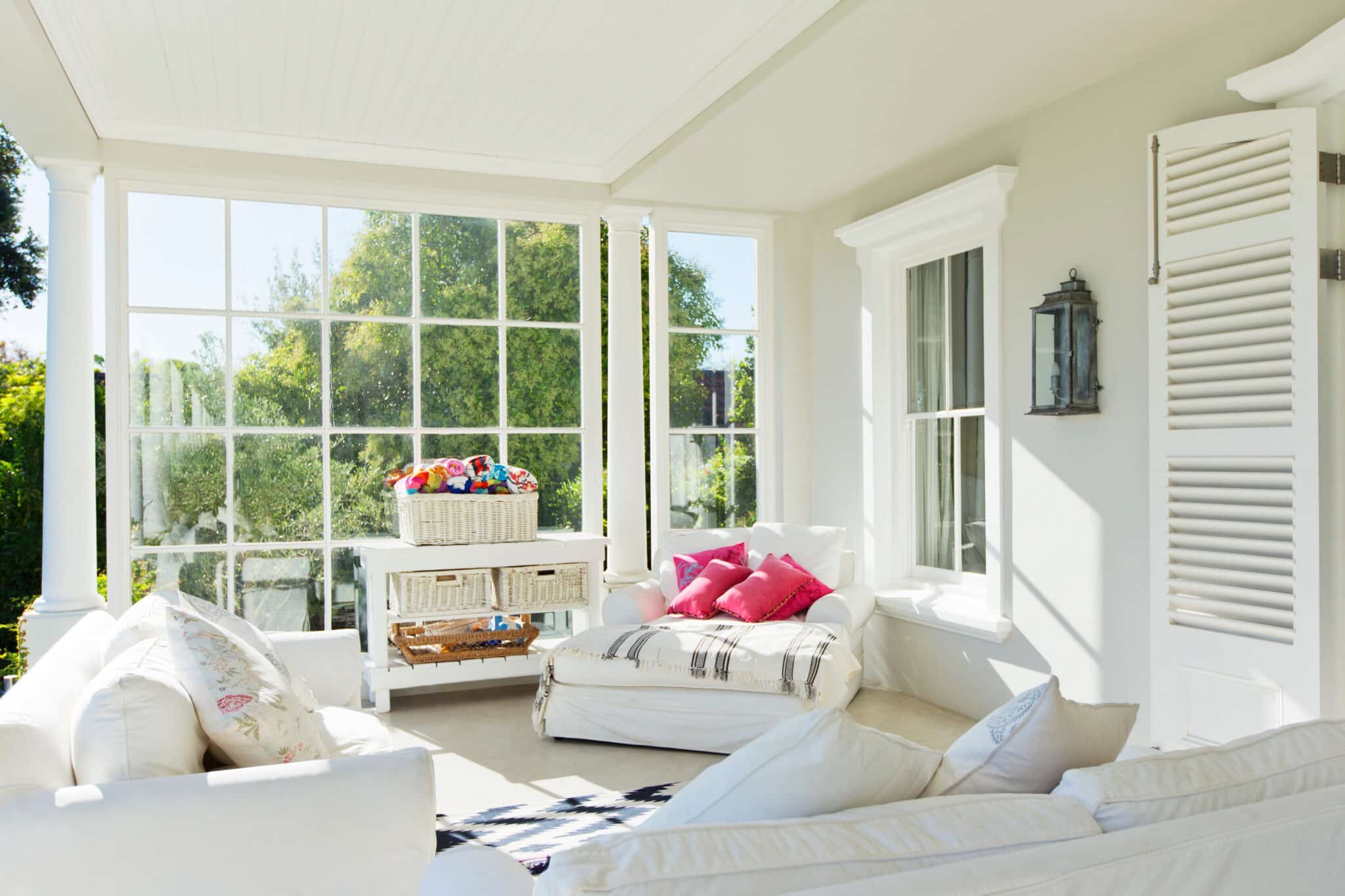 Luxury sun porch with the best window brands for sunlight.