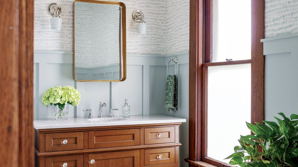 Bathroom vanity and window